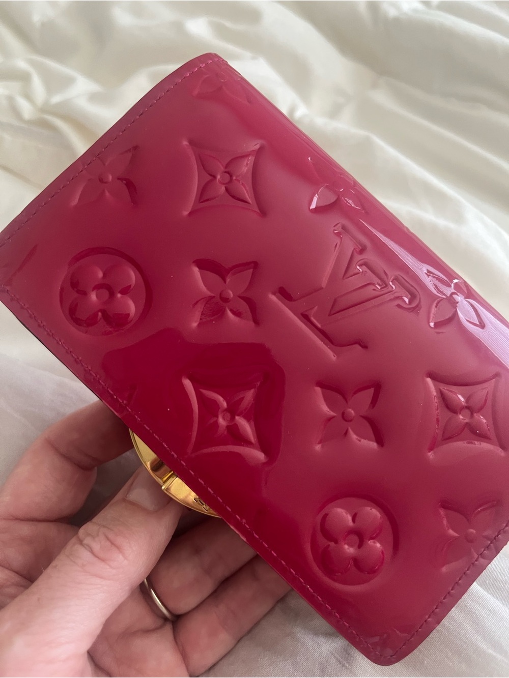 Authentic Louis Vuitton Portofeuille Viennois Kisslock Wallet Dark Pink - Picture 11 of 16